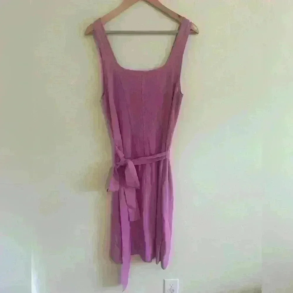 Banana Republic Size Medium Knit Sleeveless Midi Dress Waist Tie Tickle Me Pink